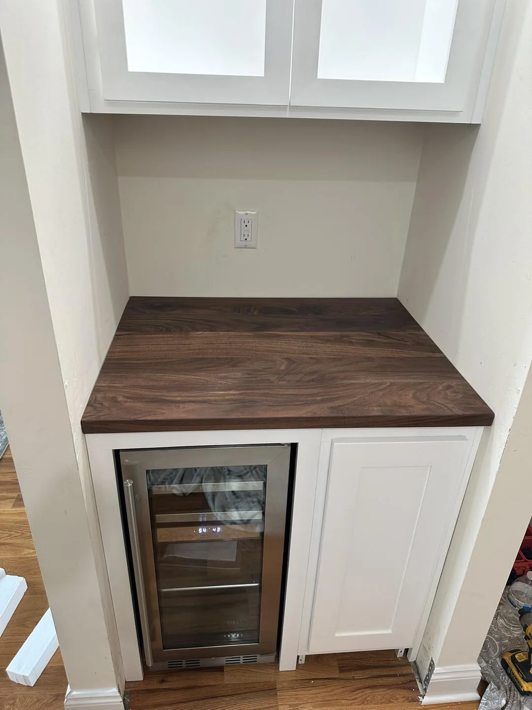 Walnut-Top Wine Bar — custom carpentry by Custom Interiors & Remodeling