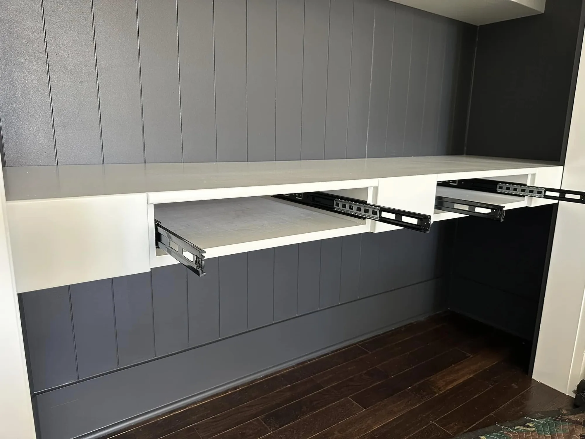 Navy Home Office Built-In — custom carpentry by Custom Interiors & Remodeling